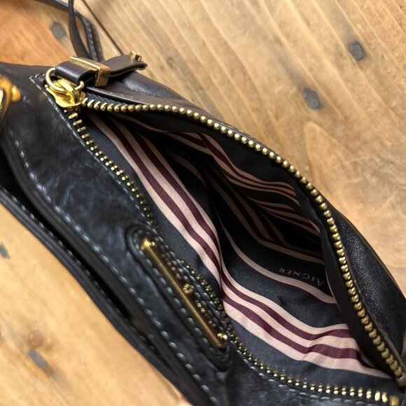 Etienne Aigner Black Cross Body Purse‎ Leather Puckered Gold Hardware Small - Picture 7 of 9